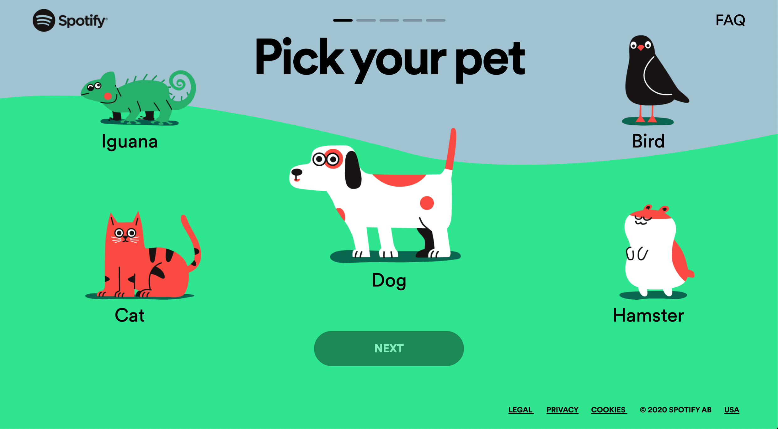 Spotify for Pets - Pick a Pet