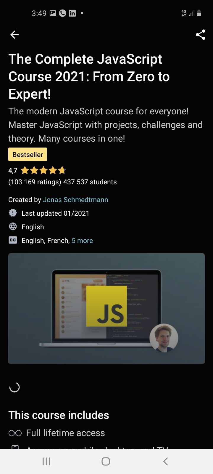 Udemy Javscript course