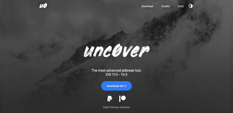 Screenshot of the Unc0ver website