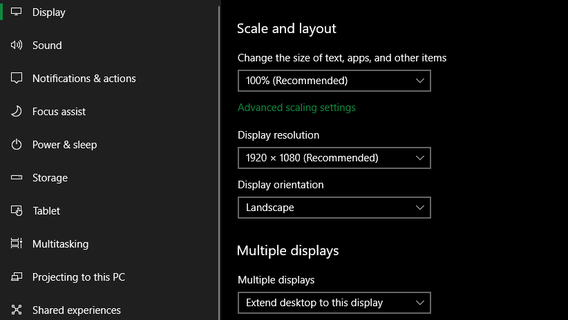 Windows 10 Display Orientation