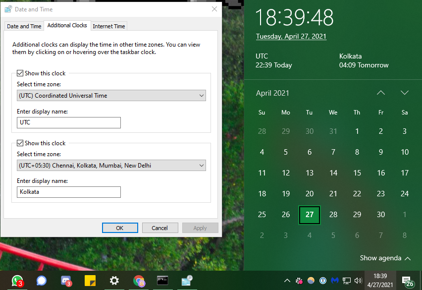 Windows Add UTC Clock