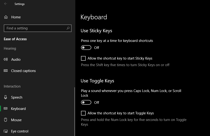 windows 10 ctrl key stuck