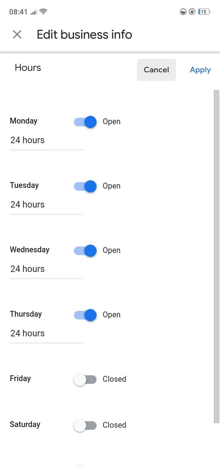 Working Hours on Google My Business