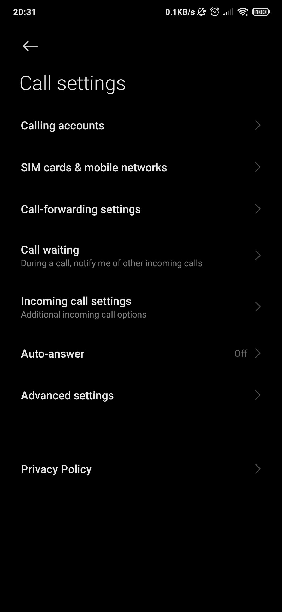 Calling account options in Google phone app