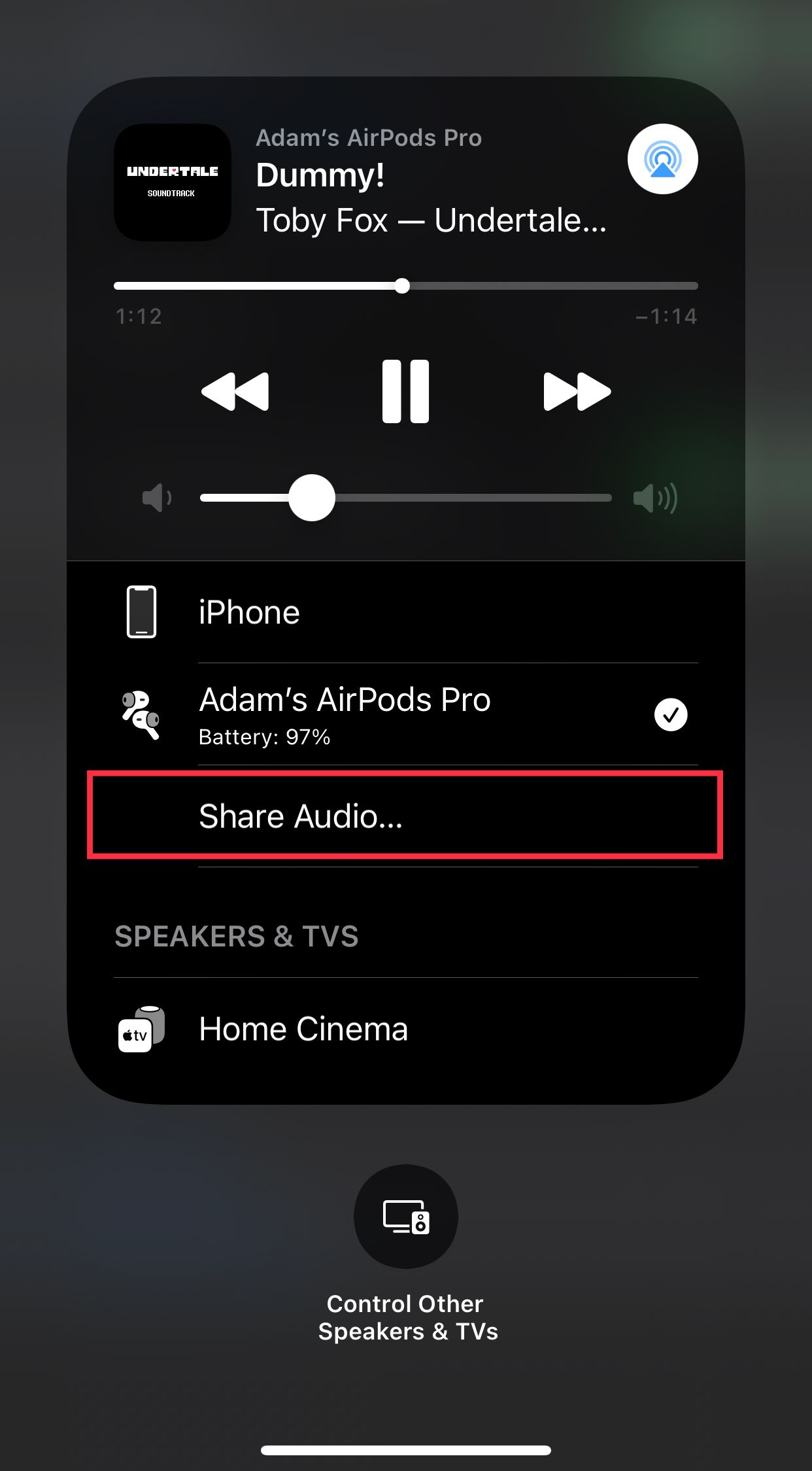 Share Audio via AirPods