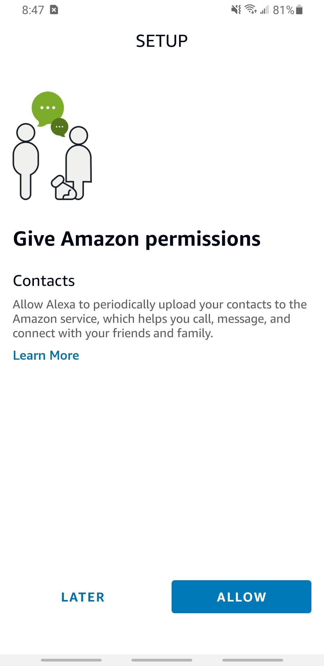 amazon alexa app allowing certain permissions