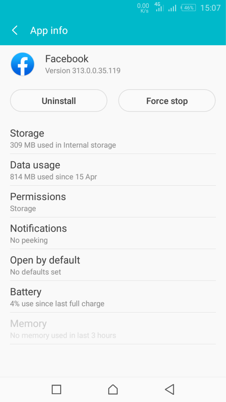 Android app force stop