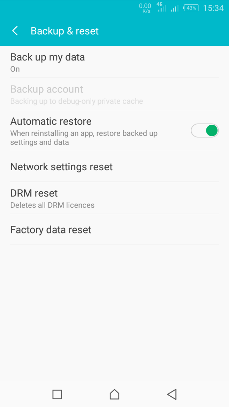 Android backup and reset