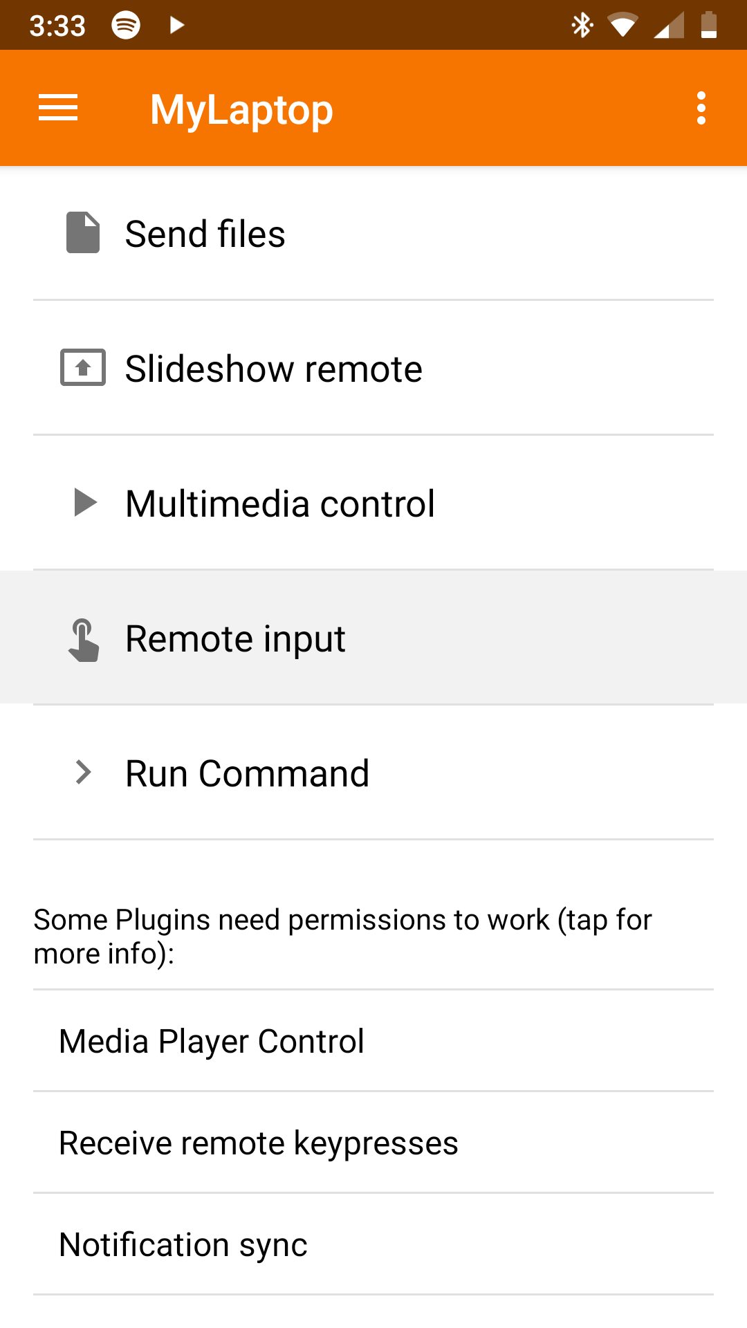 Selecting Remote Input on KDE Connect for Android