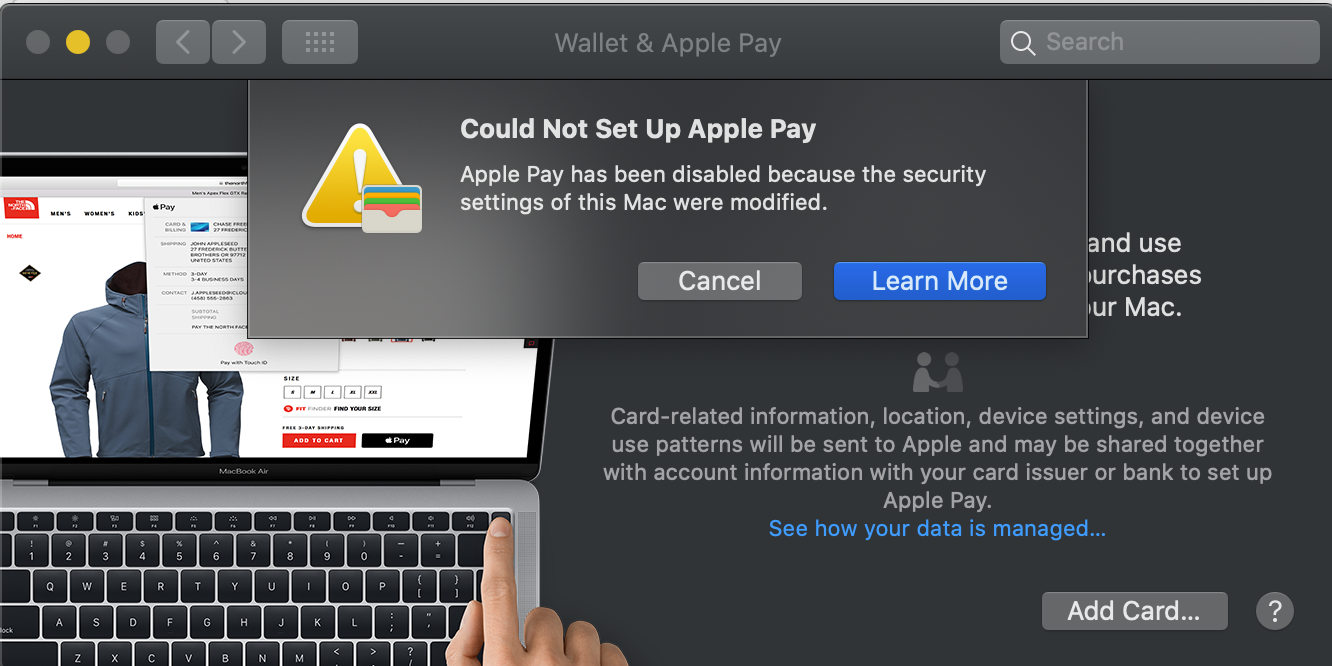 can't set up Apple Pay on Mac