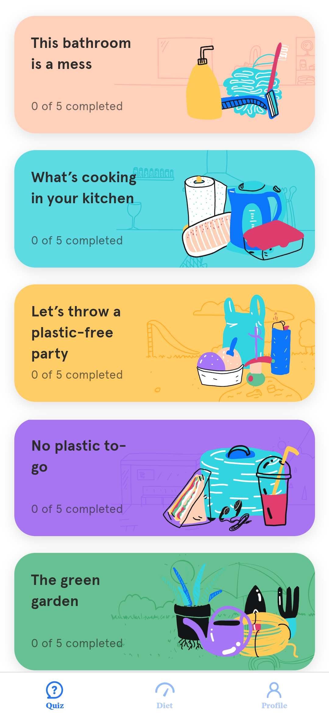 My Plastic Footprint analyzes each room in your house for different ways to reduce plastic