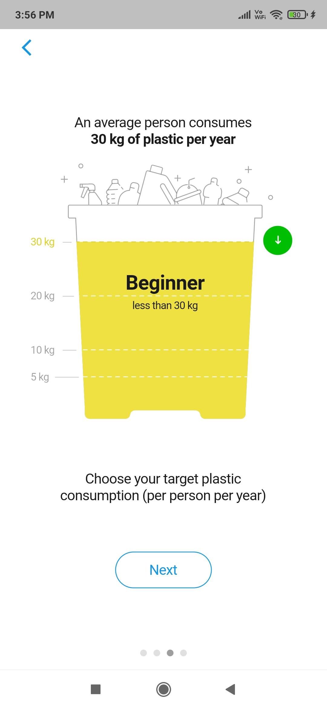 Set a goal for annual plastic consumption in My Plastic Diary to turn it into smaller daily goals