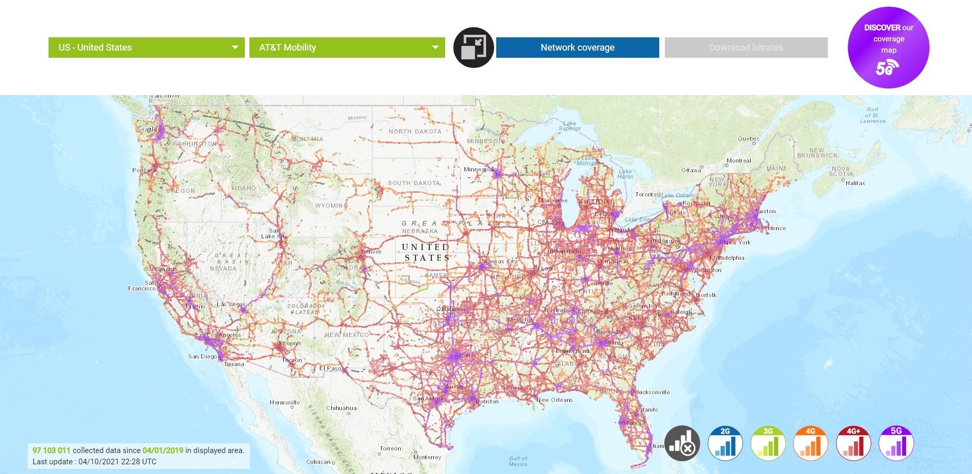 at&t 5g network coverage us