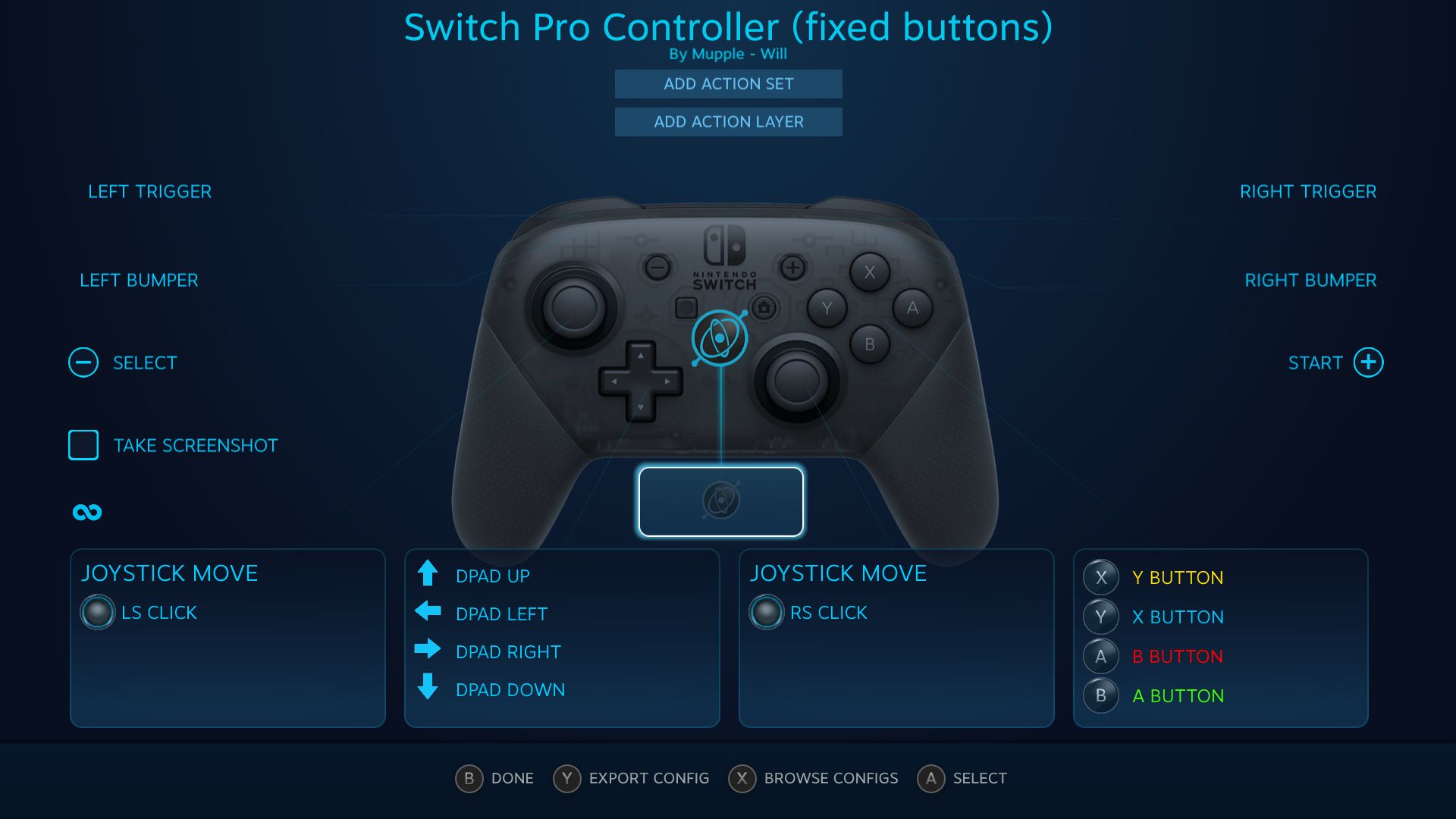 Big Picture Controller Mapping Screen