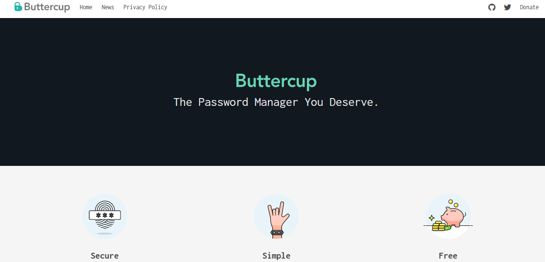 Screenshot of Buttercup website