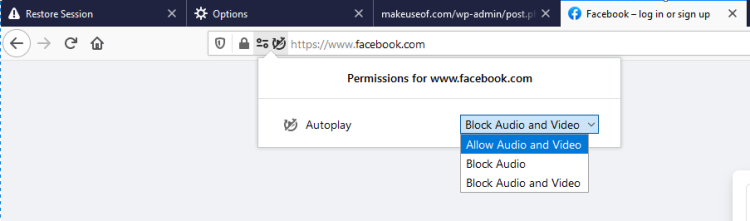 Change autoplay settings from blocked media icon