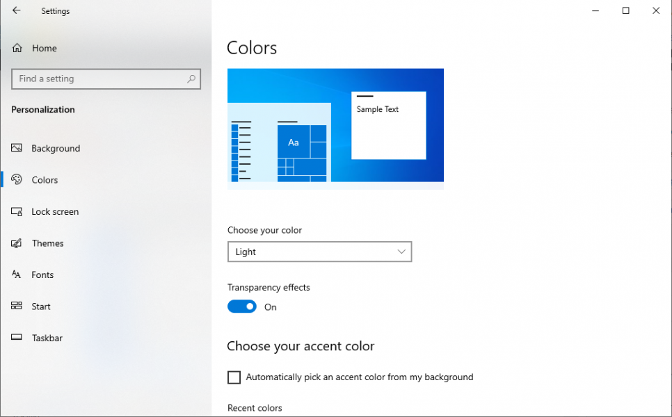 Change the color of start menu