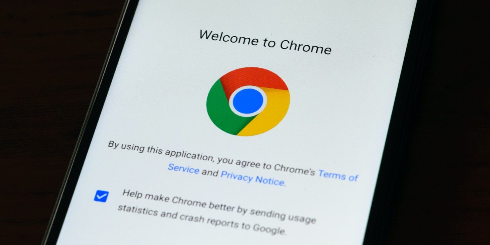 Chrome menu on smartphone
