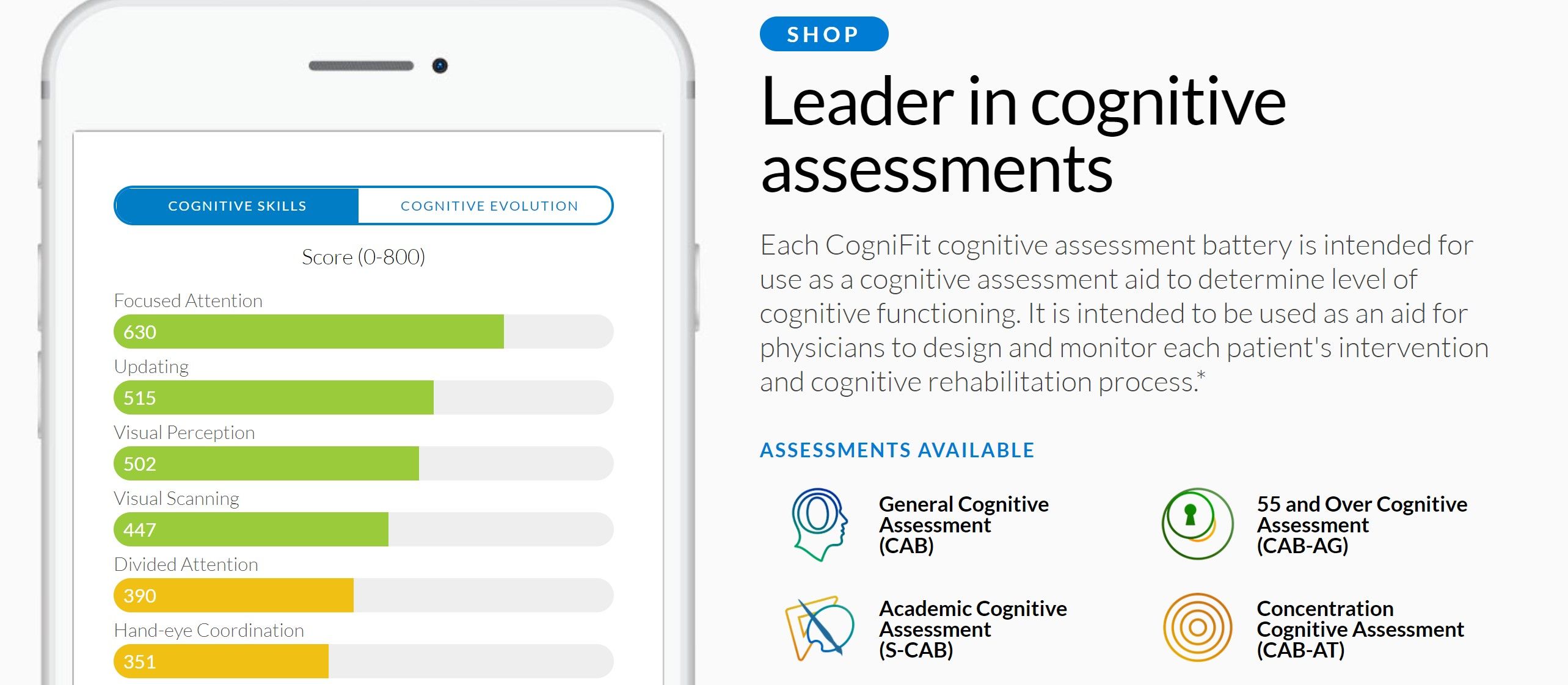 Cognifit app interface with features