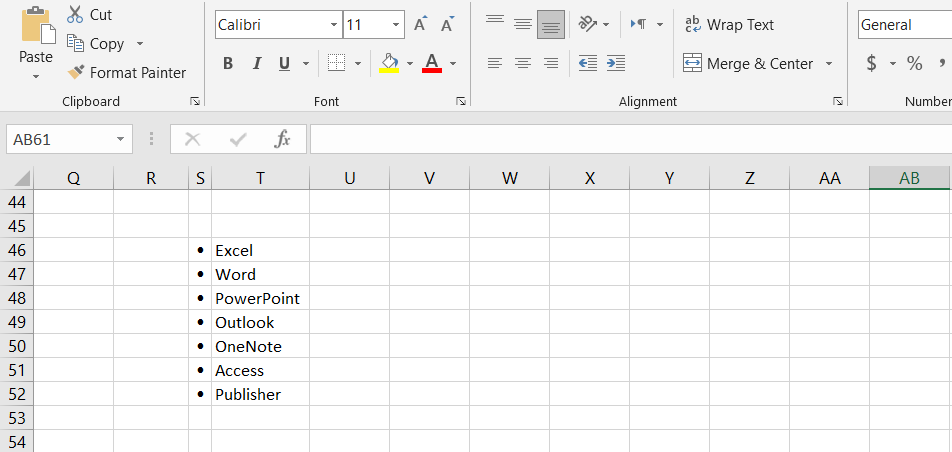 7 Möglichkeiten zum Erstellen einer Liste mit Aufzählungszeichen in Microsoft Excel - column list