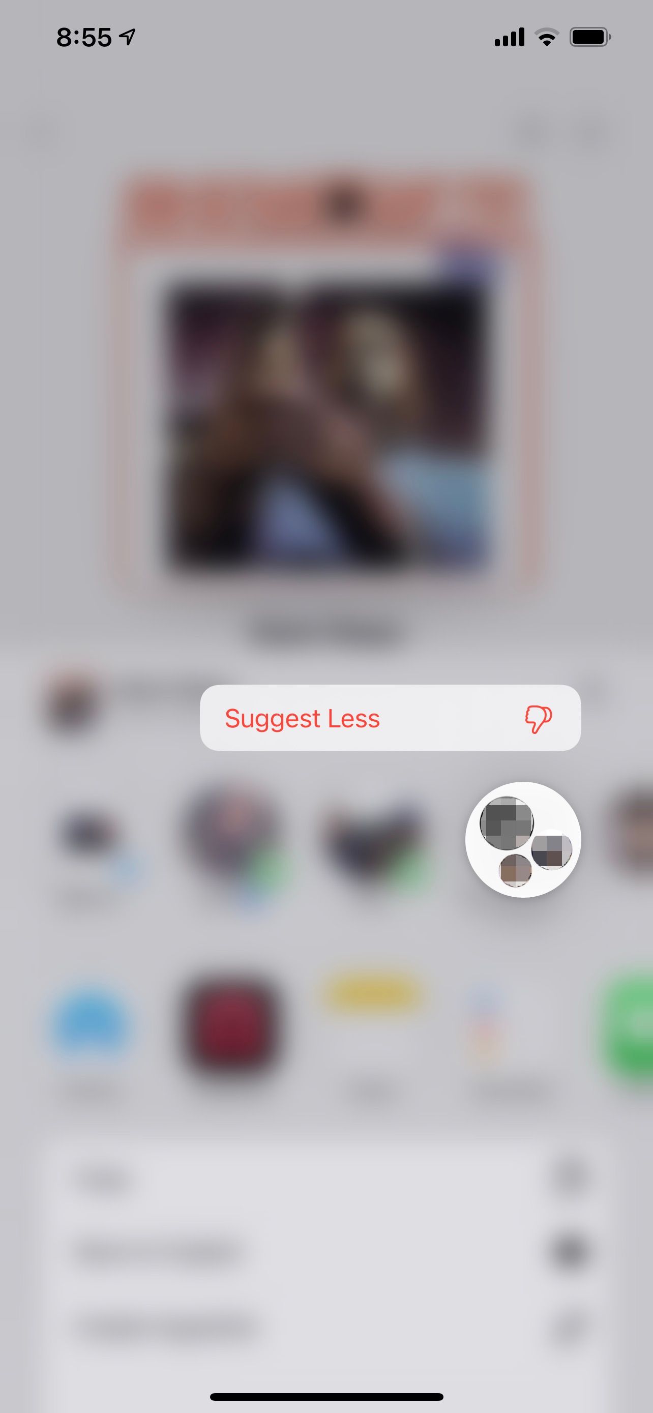 Suggest less button to hide contact from share sheet.