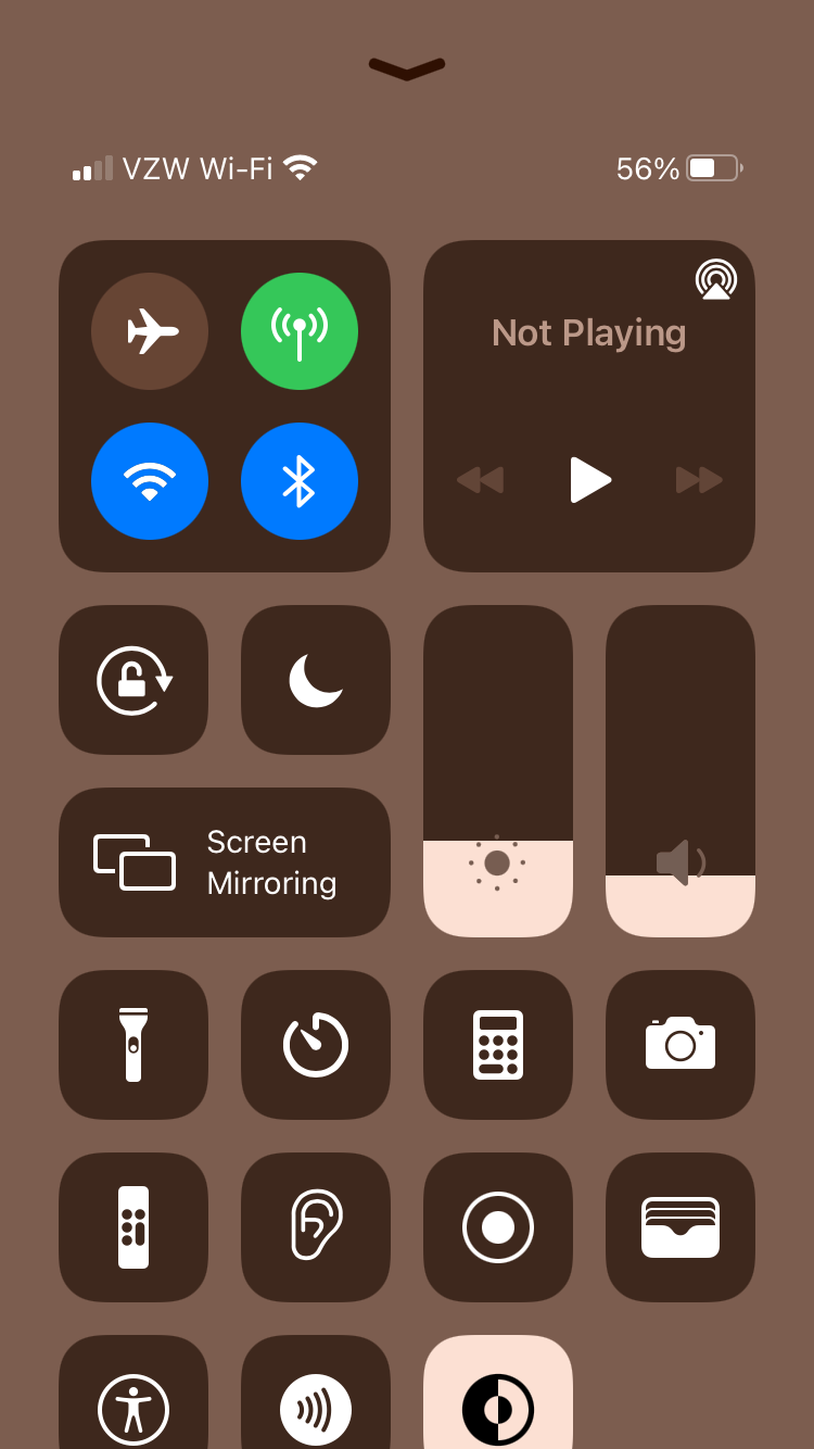 Control Center displayed with the hearing icon.