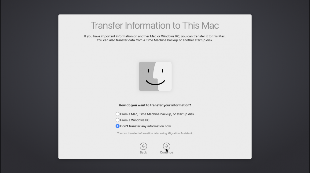 data transfer screen mac os e1618753780309 - Come installare macOS in una macchina virtuale su Ubuntu Linux