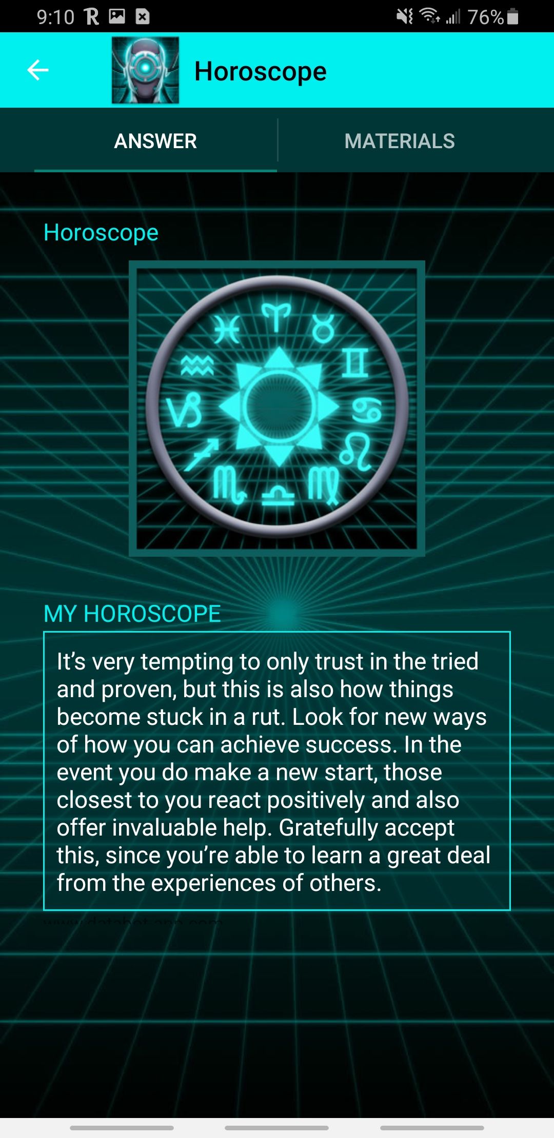 databot app telling horoscope