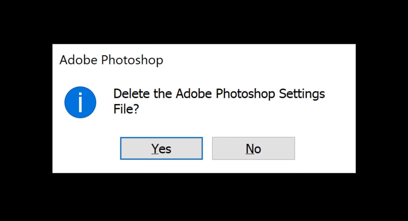 Delete Photoshop settings file