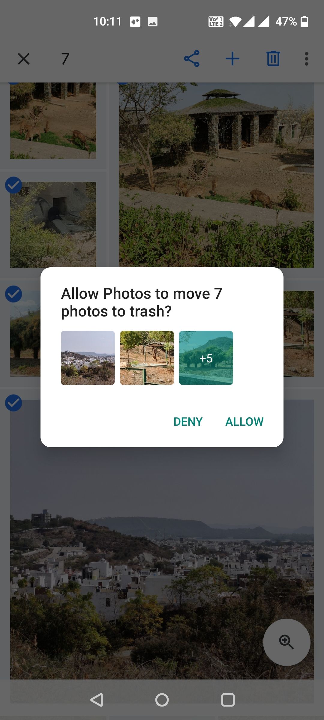Deletion prompt in Google Photos for Android