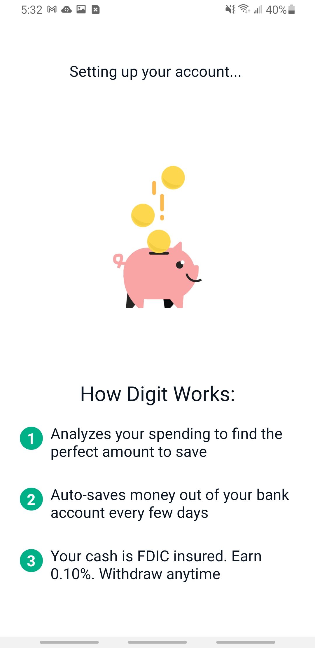 digit app setting up your account and how digit works