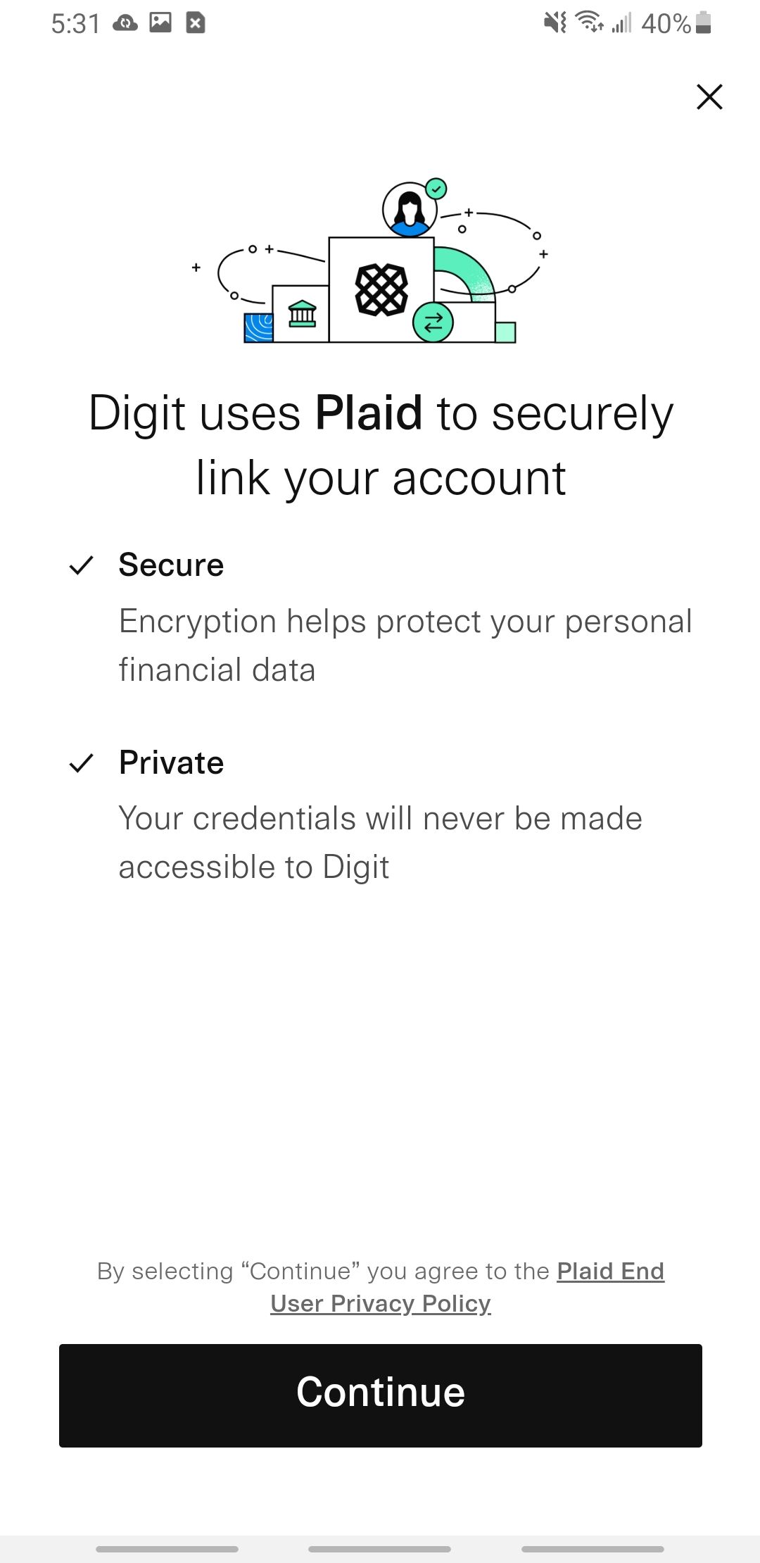 digit app uses plaid to connect your bank info