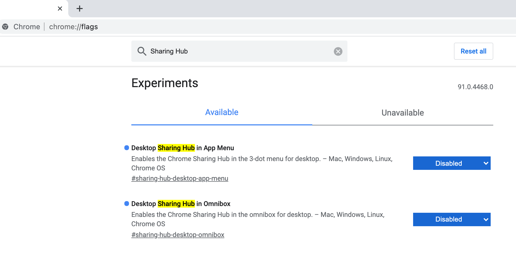 Das Teilen von Elementen wird in Chrome for Desktop bald einfacher - enable sharing hub chrome