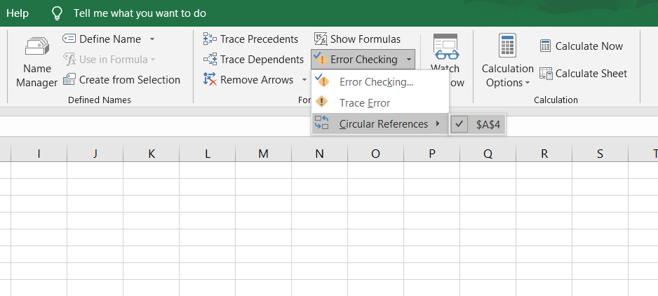 turn off circular reference in excel for mac