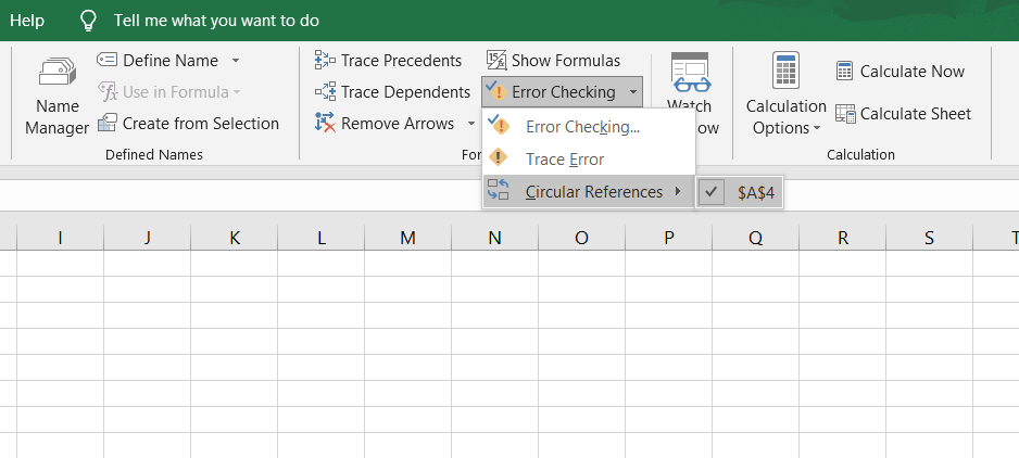 Excels error checking handles circular references one by one.