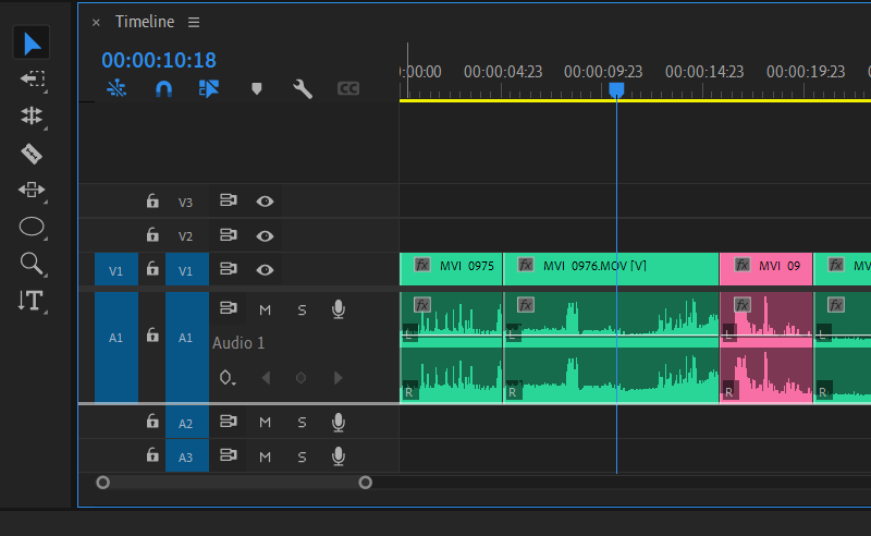 Expanding the audio track shows you what you need to adjust.