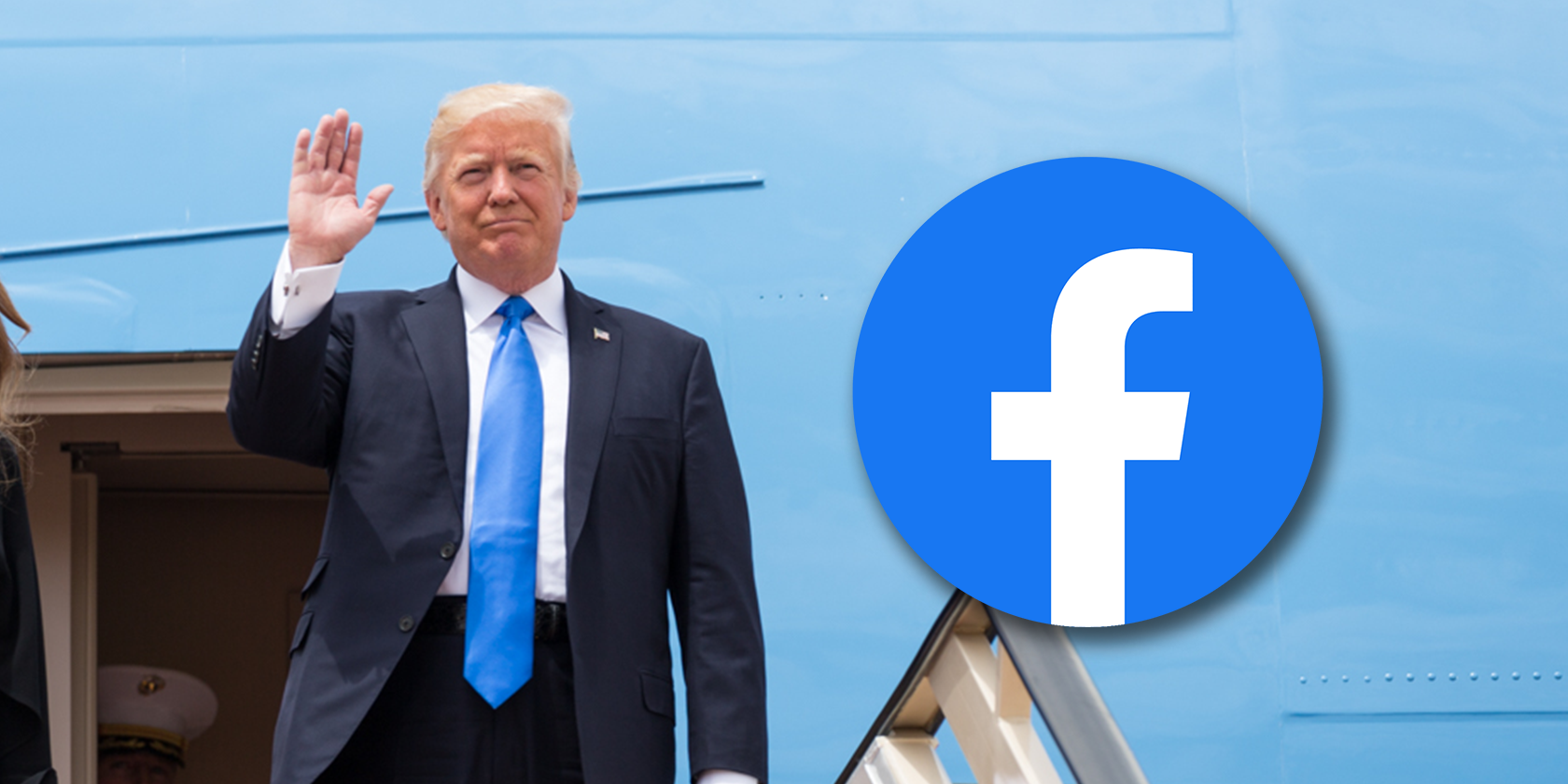 Former US president Trump and the Facebook logo
