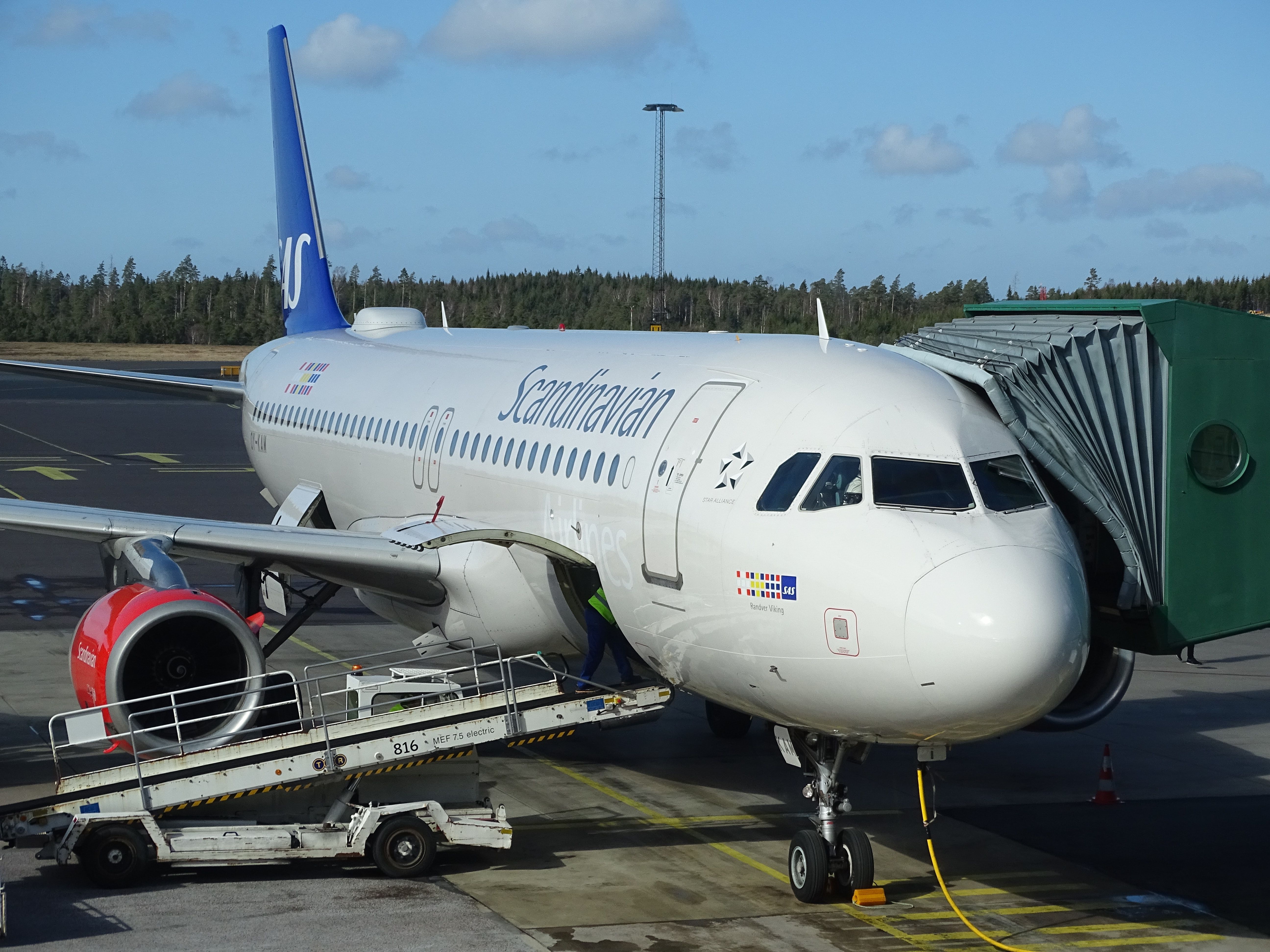 scandianvian airlines flight at gothenburg airport in sweden