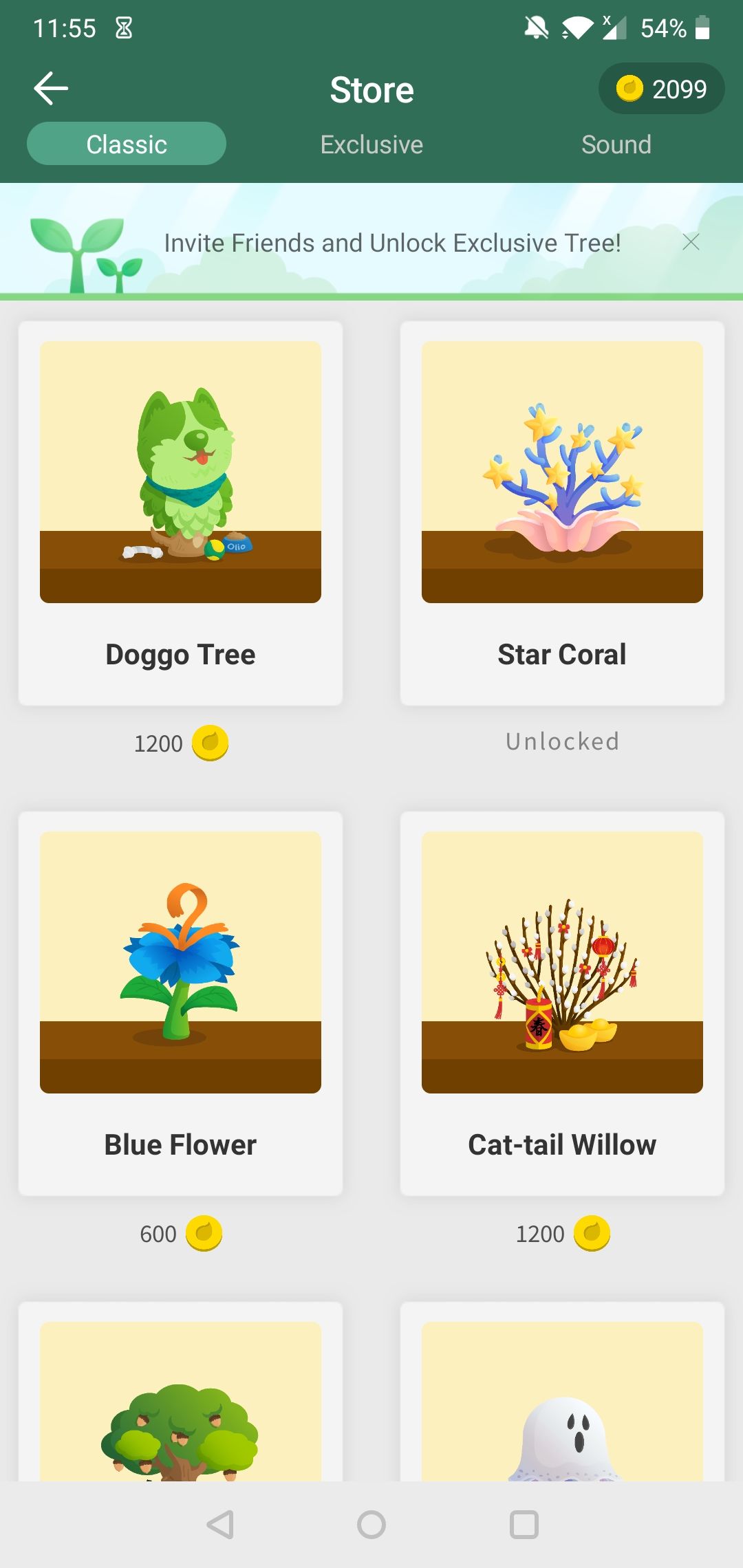 The store on the Forest Android app, on the "Classic" section.