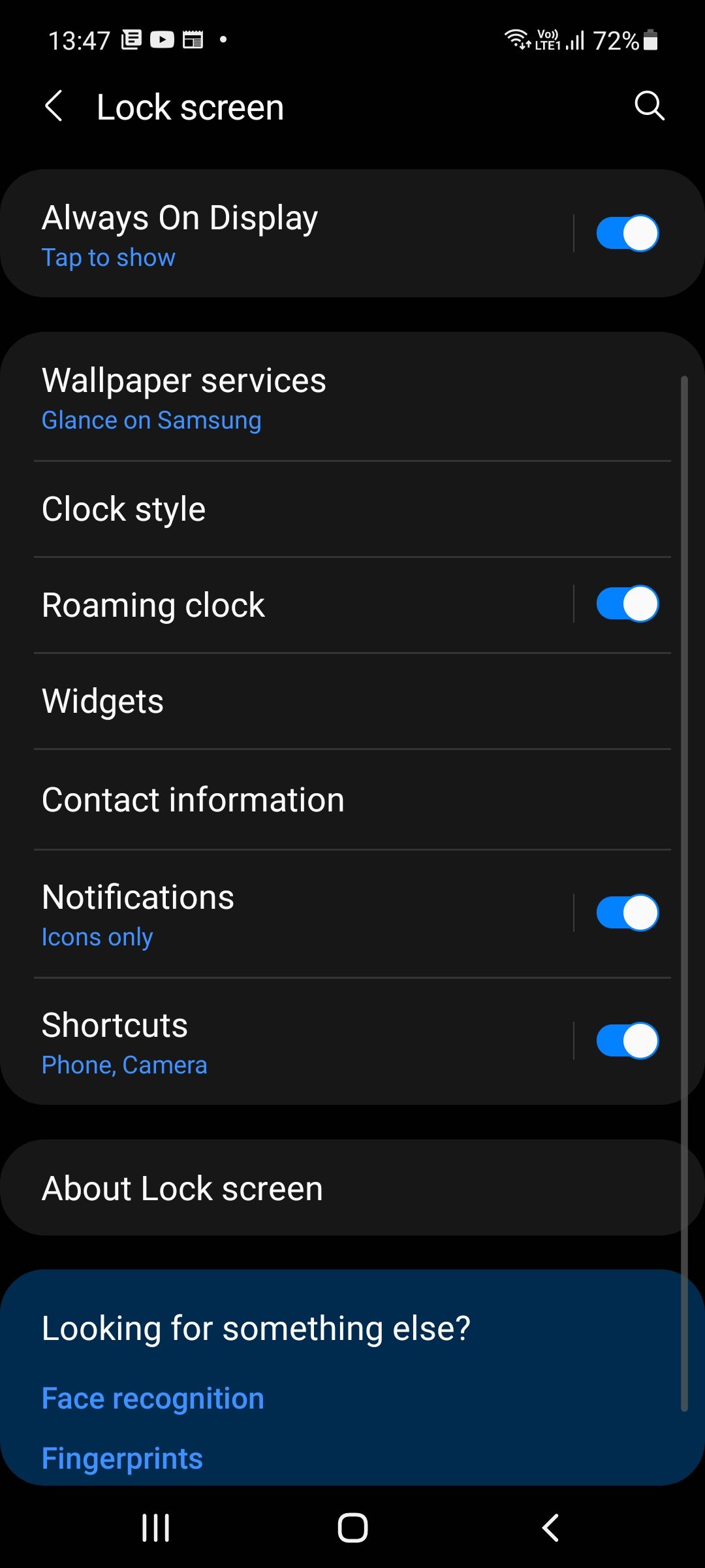 Galaxy A52 lock screen options