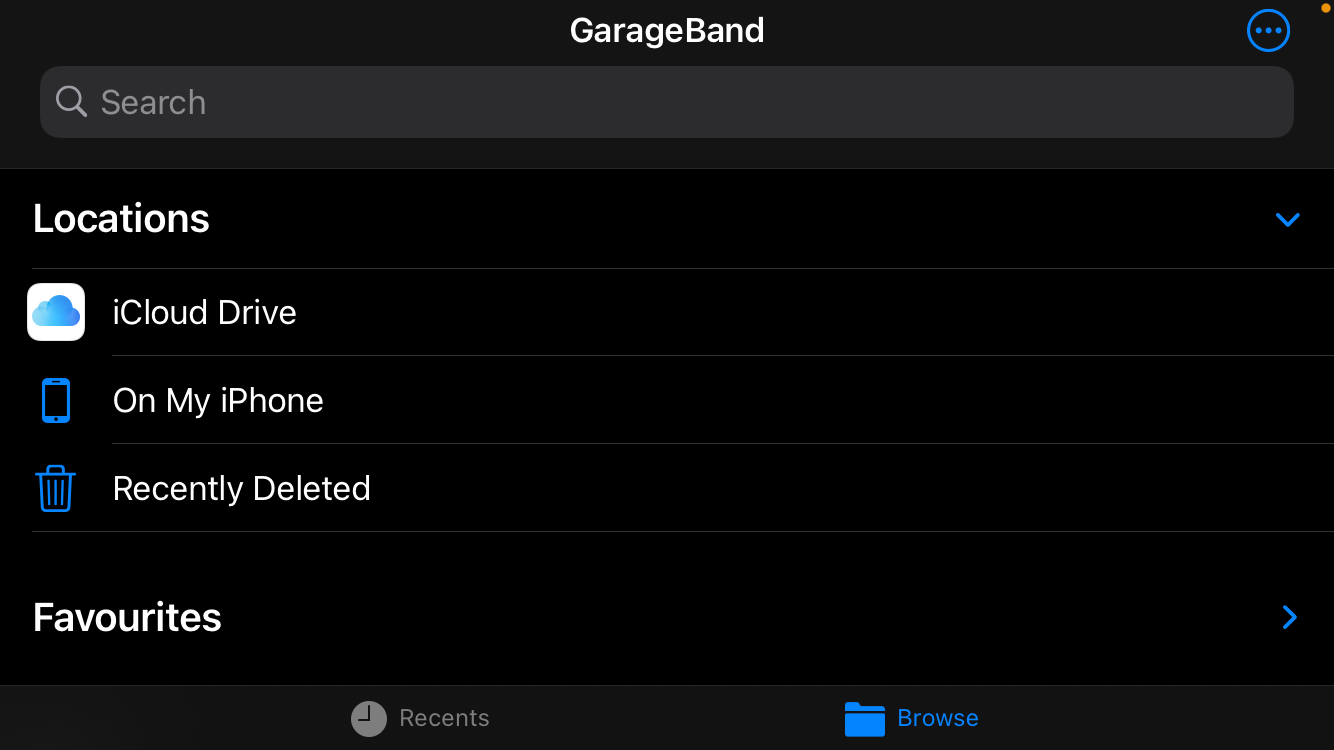 GarageBand Browse Files