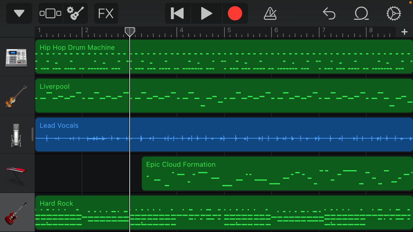 GarageBand Final Mix Project Window