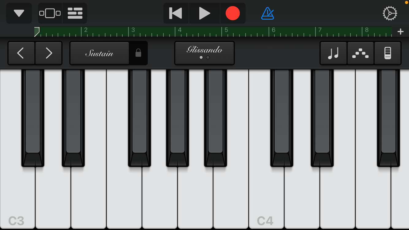 GarageBand Keys Editing Window