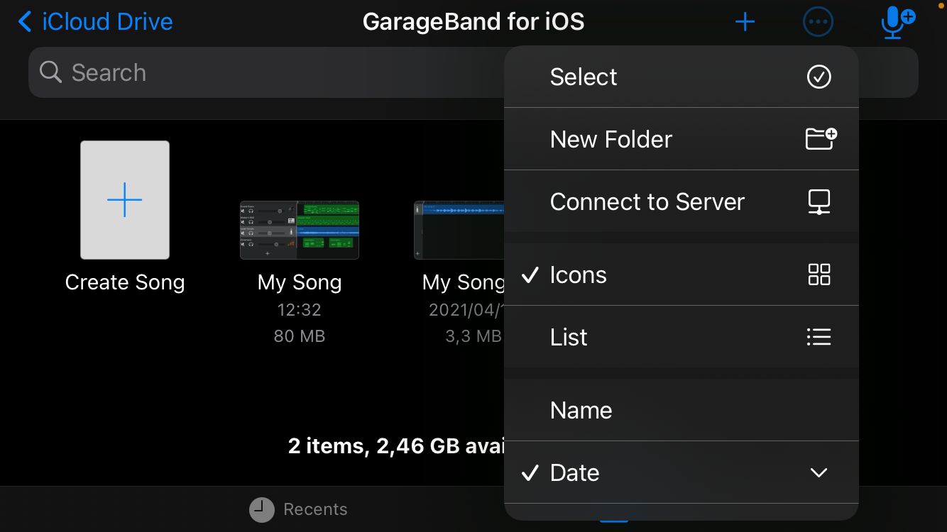 garageband menu - Come creare una canzone su GarageBand