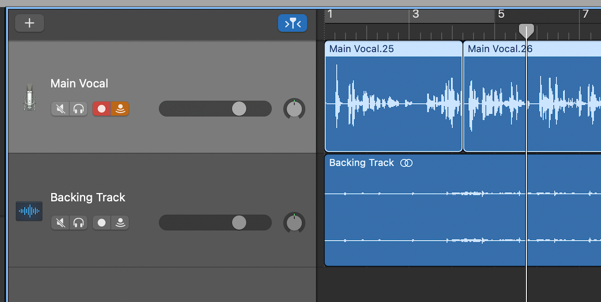 A split track on GarageBand.