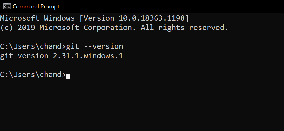 Check Git version through Command Prompt