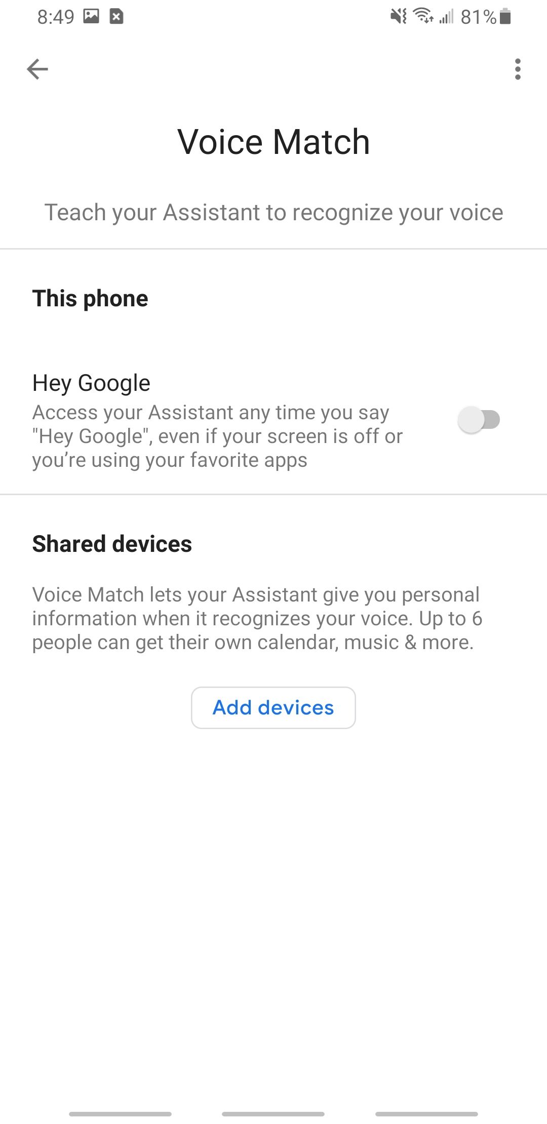 google assistant app voice match settings