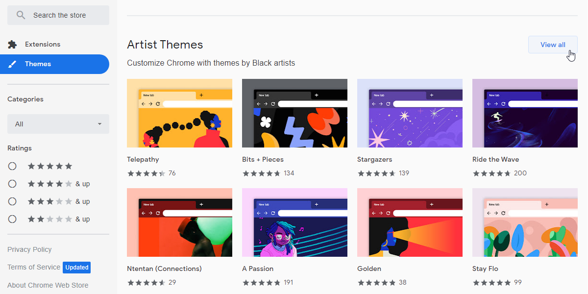 Viewing all the Google Themes