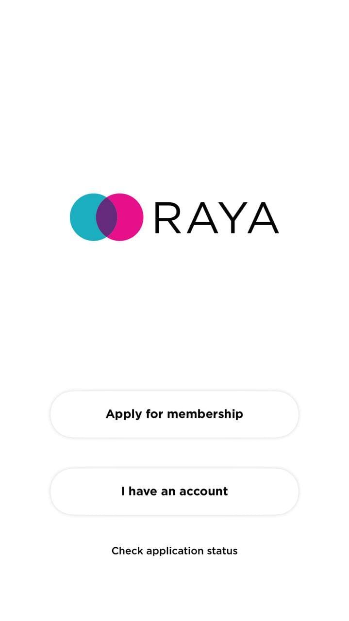 Mobile screenshot of Raya app homepage