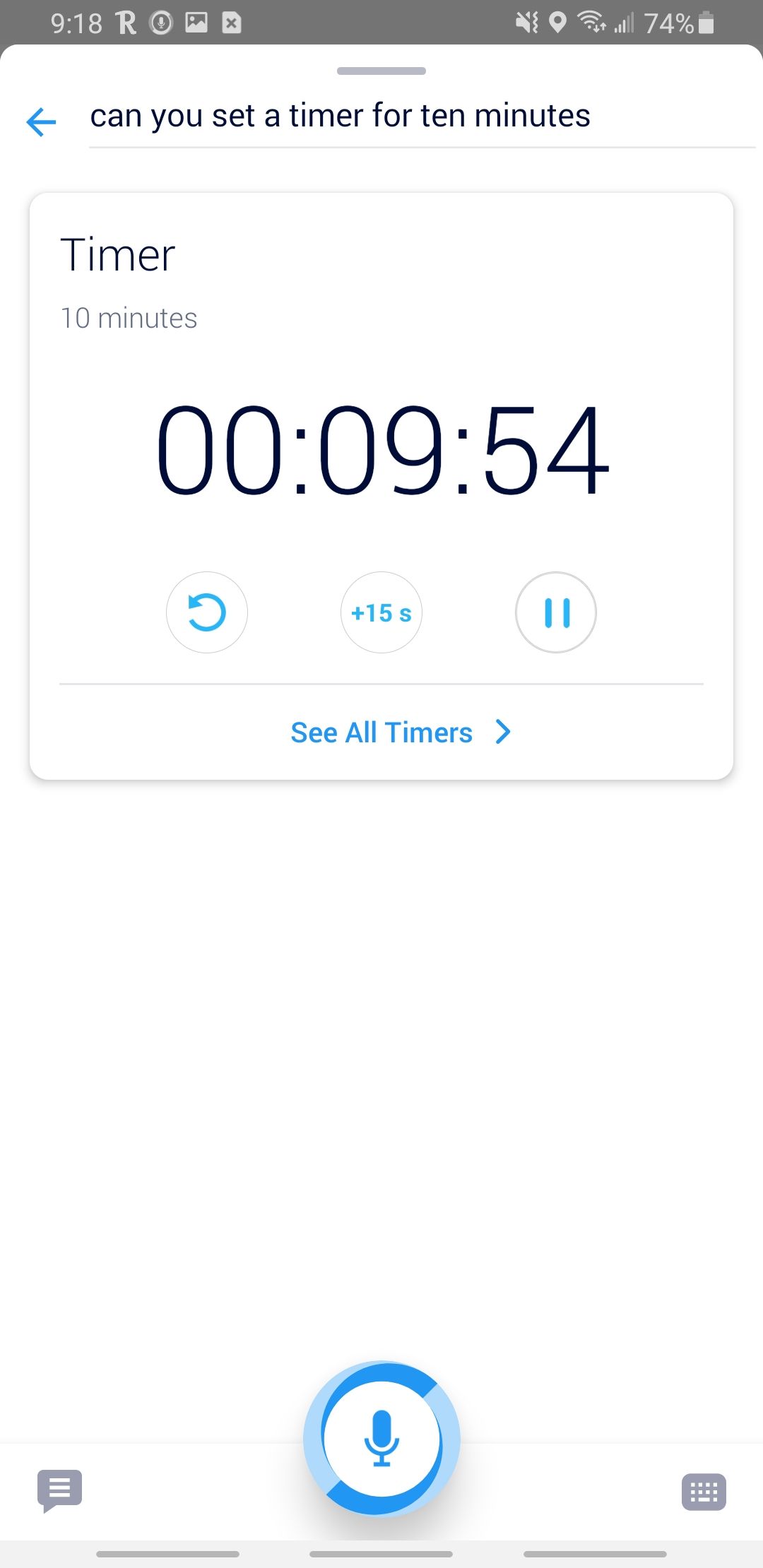 hound app setting a timer for ten minutes